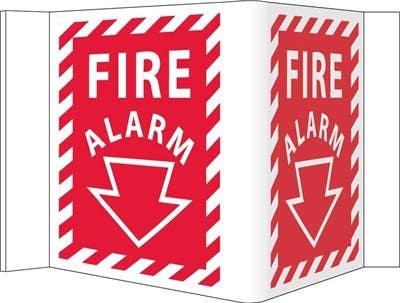 AccuformNMC PSP Projection Safety Sign, Fire Alarm (Chevrons Graphic And Down Arrow), 12" x 9" Panel