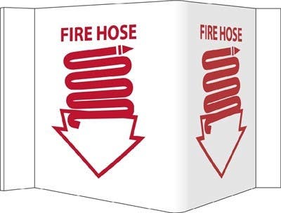 AccuformNMC VS2 3-View, Fire Hose VISI Sign, 5.75" x 8.75", Rigid Vinyl