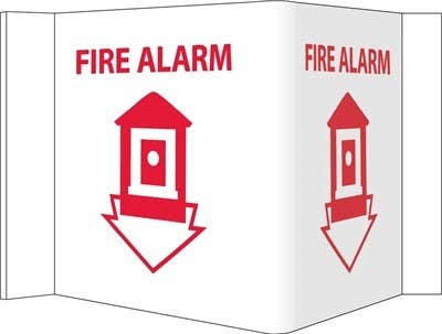 AccuformNMC VS3R 3-View, Fire Alarm VISI Sign, Rigid Vinyl, Red, 5.75" x 8.75"
