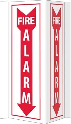AccuformNMC VS41W 3-View, Fire Alarm VISI Sign, 16" x 8.75", Rigid Vinyl