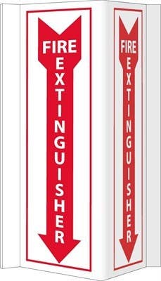 AccuformNMC VS42W 3-View, Fire Extinguisher VISI Sign, Rigid Vinyl, White, 16" x 8.75"