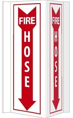 AccuformNMC VS45W 3-View, Fire Hose VISI Sign, 16" x 8.75", Rigid Vinyl