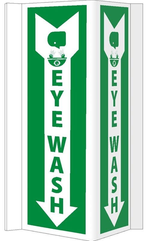 AccuformNMC PSP Projection Safety Sign, Eye Wash, 18" x 4" Panel