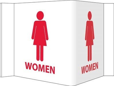 AccuformNMC VS5 3-View, Women VISI Sign, Rigid Vinyl, 5.75" x 8.75"