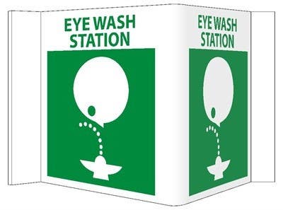 AccuformNMC VS7W 3-View, Eye Wash Station VISI Sign, 5.75" x 8.75", Rigid Vinyl