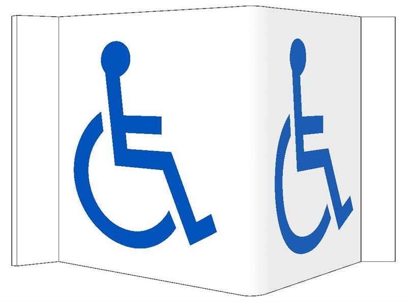 AccuformNMC VS8W 3-View, Handicapped VISI Sign, Rigid Vinyl, 5.75" x 8.75"