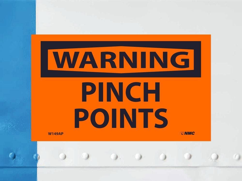 AccuformNMC LEQM308VSP OSHA Warning Safety Label, Pinch Point, Adhesive Vinyl, 3-1/2" x 5",  5/Pk
