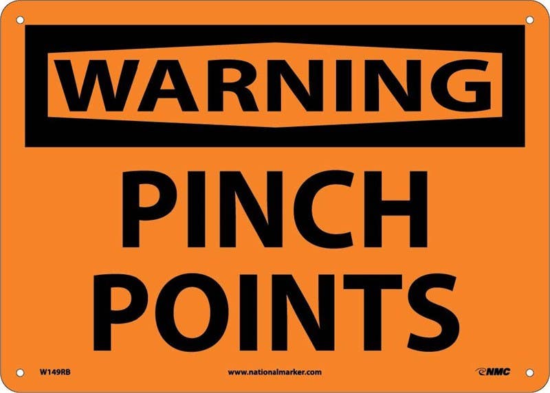 AccuformNMC W149 Warning, Pinch Points Sign, 10" H x 14" W