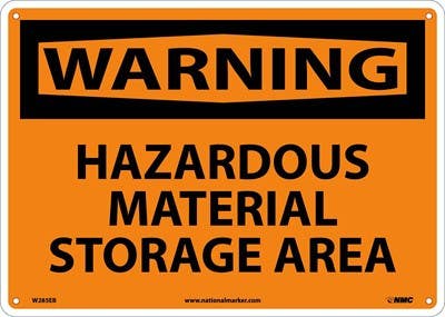 AccuformNMC W285EB Warning, Hazardous Material Storage Area Sign, Fiberglass, 10" H x 14" W
