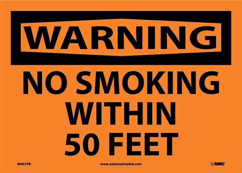 AccuformNMC MSMK OSHA Warning Safety Sign, No Smoking Within 50 Feet