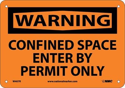 AccuformNMC MCSP OSHA Caution Safety Sign, Confined Space - Enter By Permit Only
