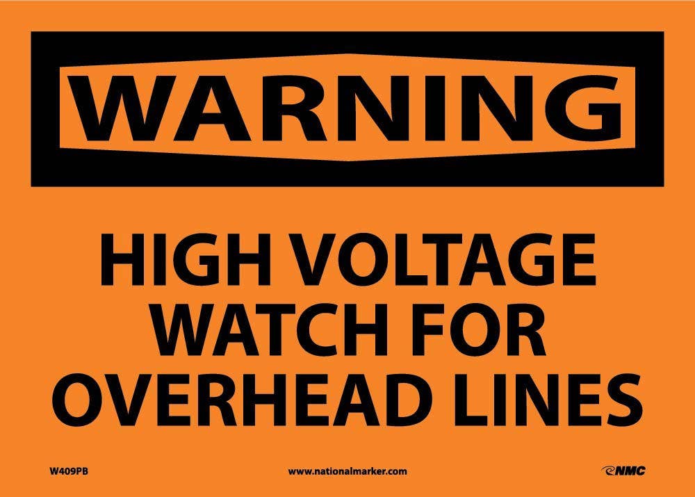 AccuformNMC MELC OSHA Warning Safety Sign, High Voltage - Watch For Overhead Lines