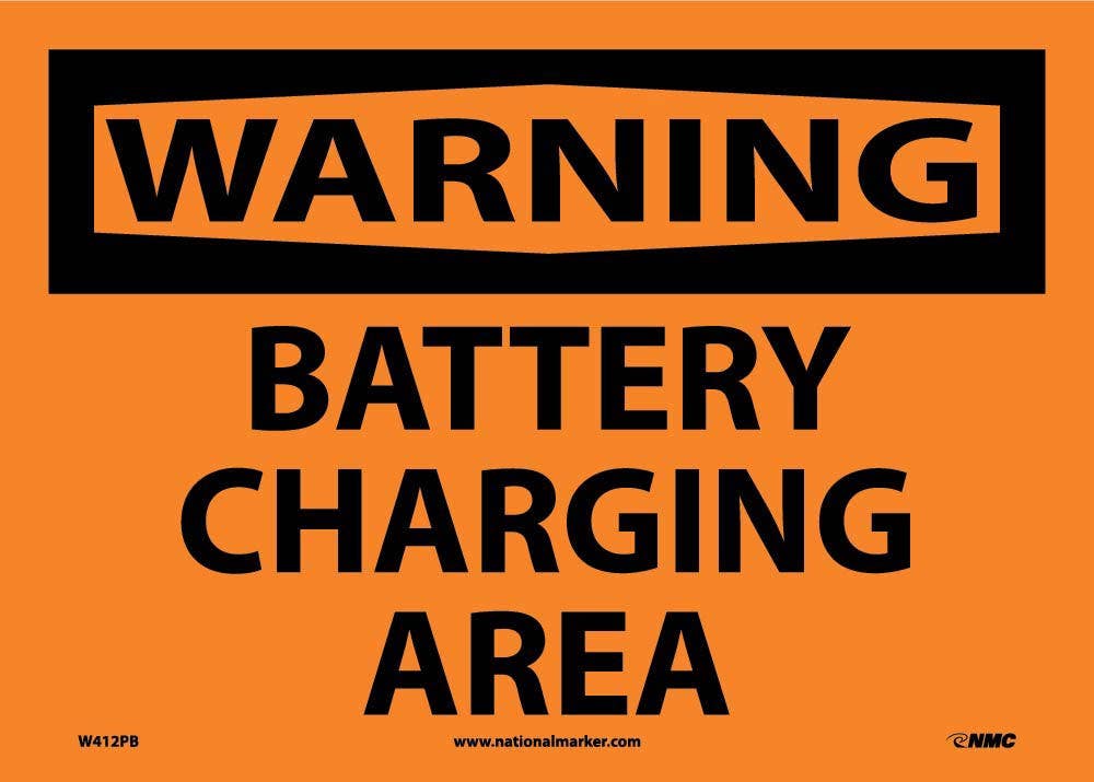 AccuformNMC MELC OSHA Warning Safety Sign, Battery Charging Area