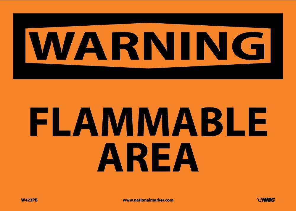AccuformNMC MCHL311 OSHA Warning Safety Sign, Flammable Area, 10" x 14"