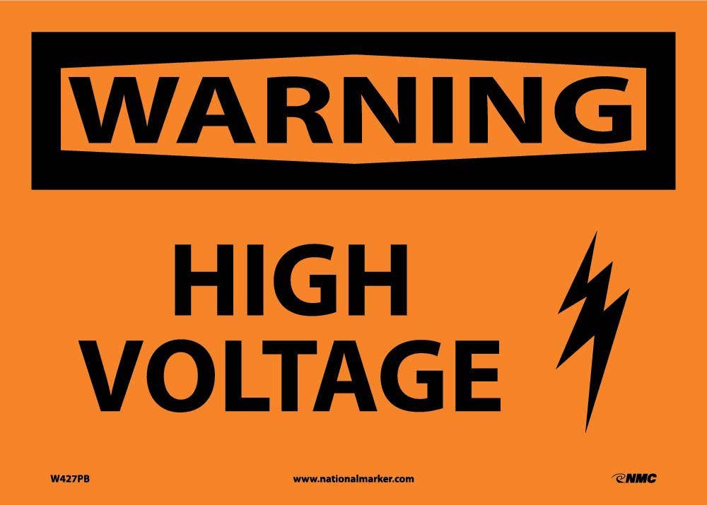 AccuformNMC MELC OSHA Warning Safety Sign, High Voltage With Graphic, 10" x 14"