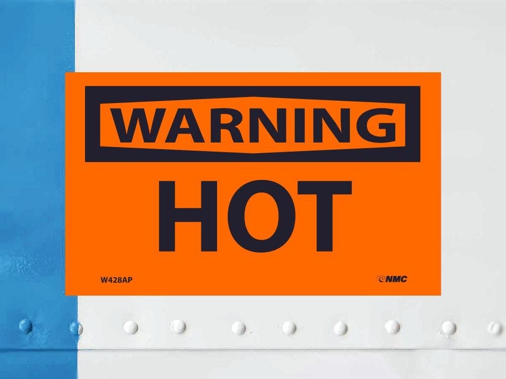 AccuformNMC W428AP Warning, Hot Label, Adhesive Backed Vinyl, 3" x 5", 5/Pk
