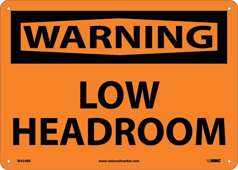 AccuformNMC MECR OSHA Warning Safety Sign, Low Headroom