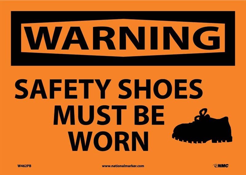 AccuformNMC MPPE304 OSHA Warning Safety Sign, Safety Shoes Must Be Worn, 10" x 14"