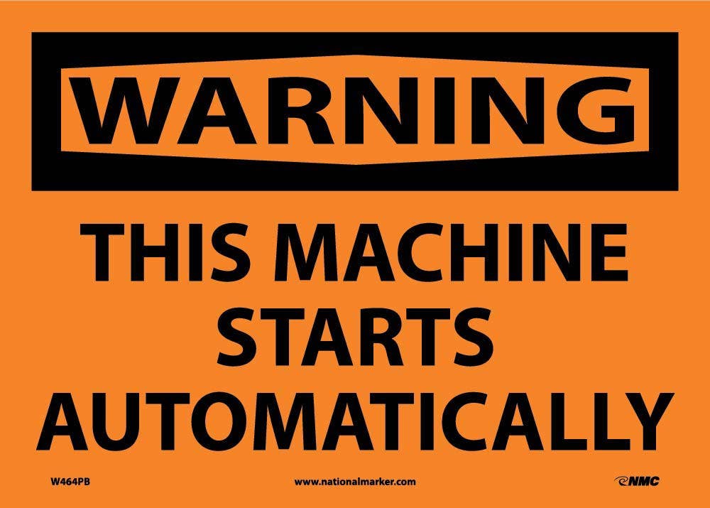AccuformNMC MEQM OSHA Warning Safety Sign - This Machine Starts Automatically