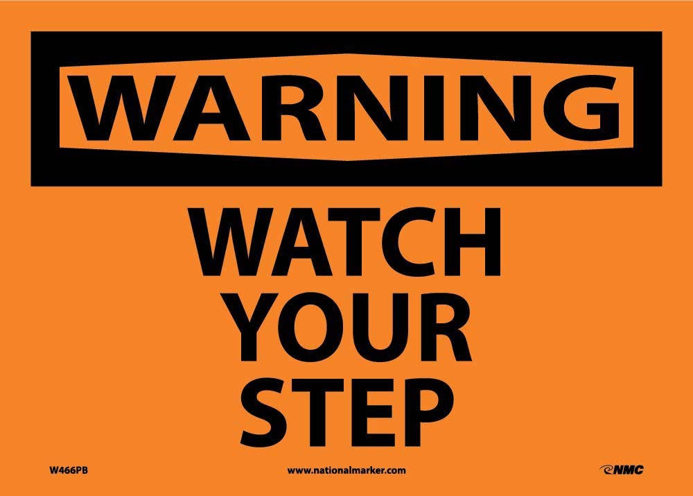 AccuformNMC MSTF312 OSHA Warning Safety Sign, Watch Your Step, 10" x 14"