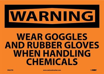 AccuformNMC W467 Warning, Wear PPE When Handling Chemicals Sign, 10" x 14"