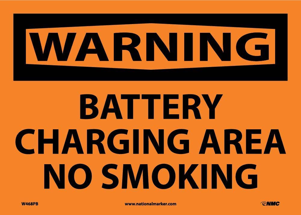 AccuformNMC MELC OSHA Warning Safety Sign, Battery Charging Area - No Smoking