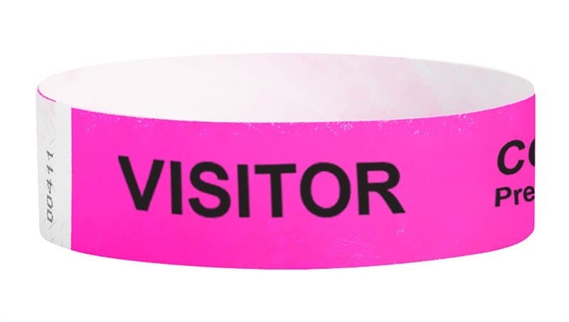 AccuformNMC WB04PK Visitor Covid-19 Pre-Screened Wristband, 0.75" x 10", TYVEK, Pink, 1000/Pk