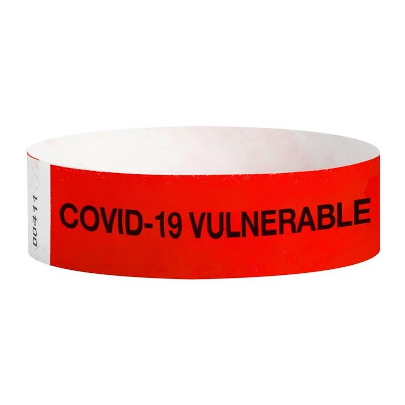AccuformNMC WB06RD Covid-19 Vulnerable Wristband, .75" x 10", TYVEK, Red, 500/Pk