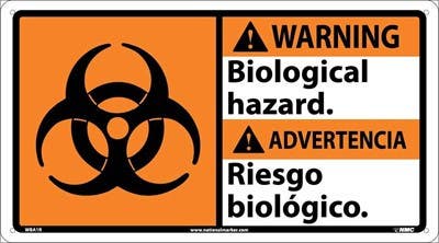 AccuformNMC WBA1 Warning, Biological Hazard Sign w/ Graphic (Bilingual), 10" x 18"