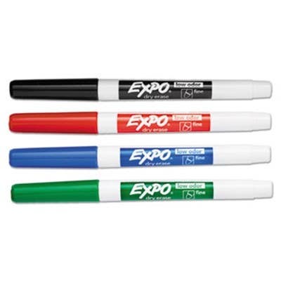 AccuformNMC WBM1 Expo Fine Point Marker Set, 4/Pk, 4.75" x 0.75"