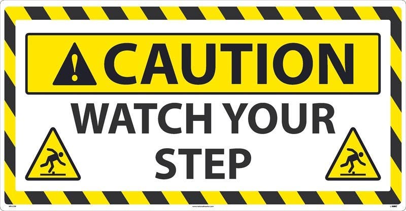 AccuformNMC WF02SW Caution, Watch Your Step Large Floor Sign, 24" x 46", Sportwalk