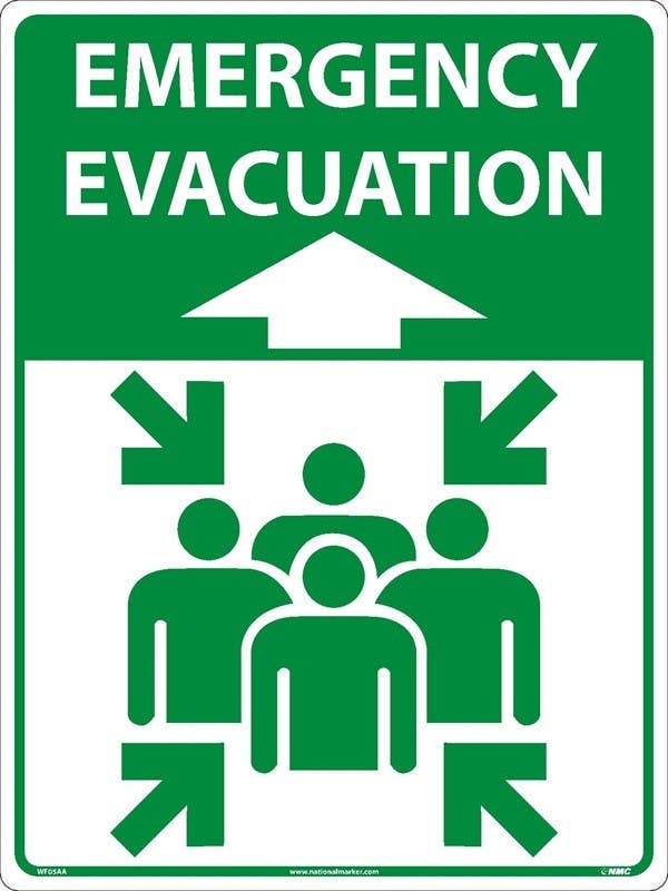 AccuformNMC WF05 Emergency Evacuation Large Floor & Wall Sign, 24" x 18"