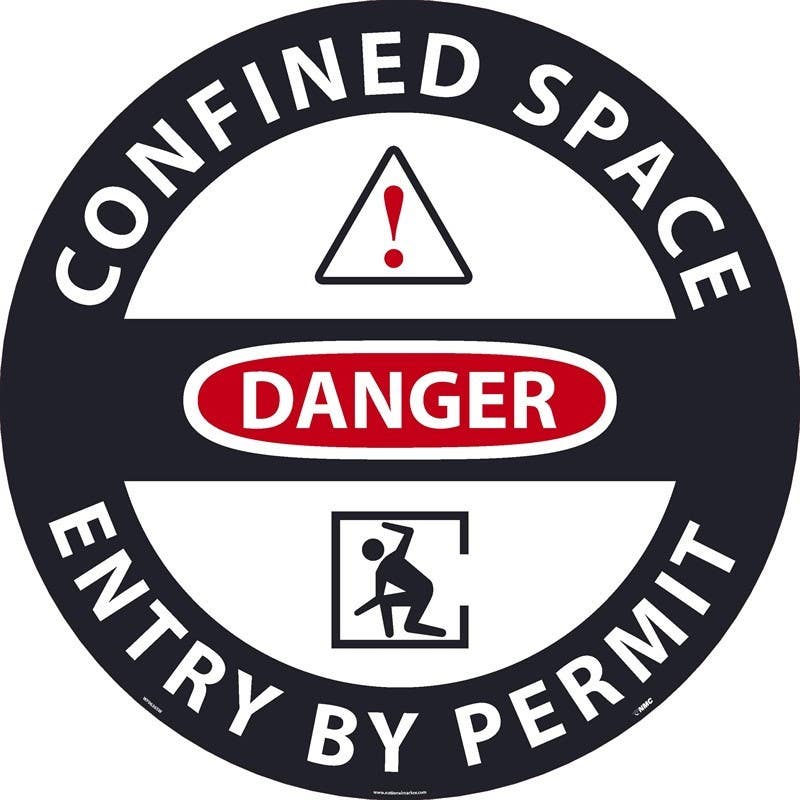 AccuformNMC WF0636 Danger, Confined Space Large Floor & Wall Sign, 36" x 36"
