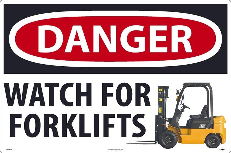 AccuformNMC WF07SW Danger, Watch For Forklifts Large Floor & Wall Sign, Sportwalk, 24" x 36"