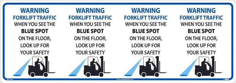 AccuformNMC WF10TW Warning Forklift Traffic Blue Spot Column Wrap Sign, 12" x 34", Texwalk