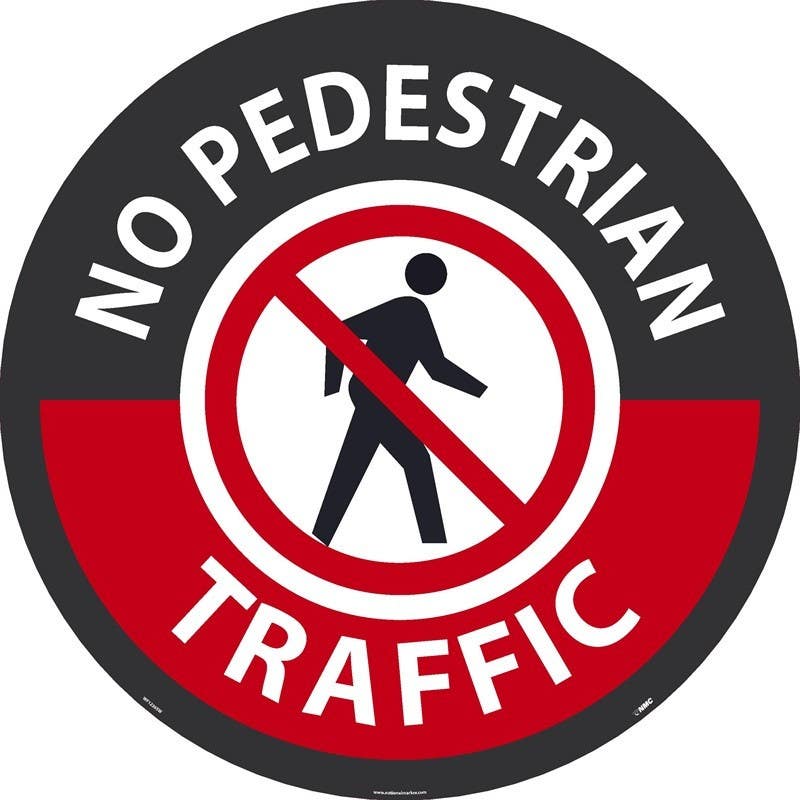 AccuformNMC WF1236SW No Pedestrian Traffic Large Floor Sign, Sportwalk, 36" x 36"