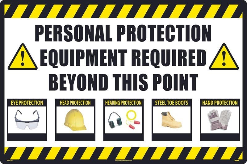 AccuformNMC WF13 PPE Required Beyond This Point Large Wall & Floor Sign, 24" x 36"
