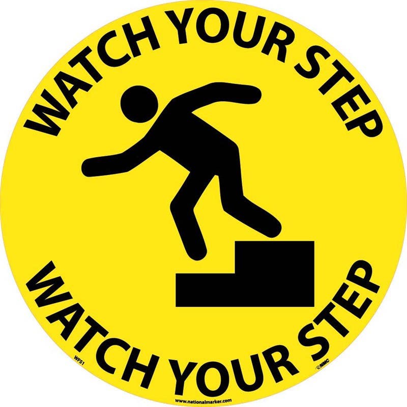 AccuformNMC WFSM1 Watch Your Step, Walk On Floor Sign, Walk On Smooth, 17" Dia.