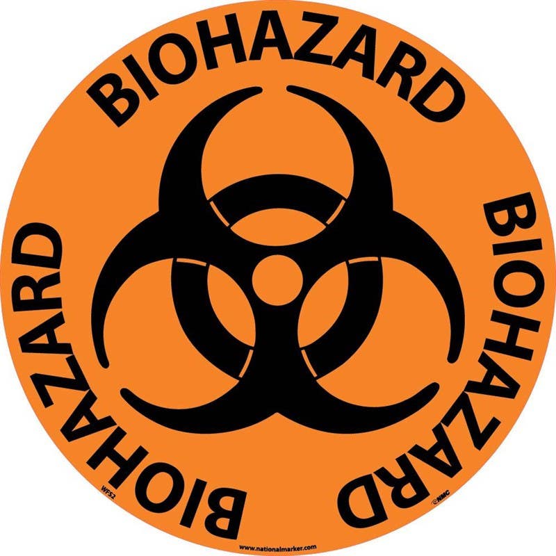 AccuformNMC WFSM2 Biohazard, Walk On Floor Sign, Walk On Smooth, 17" Dia.