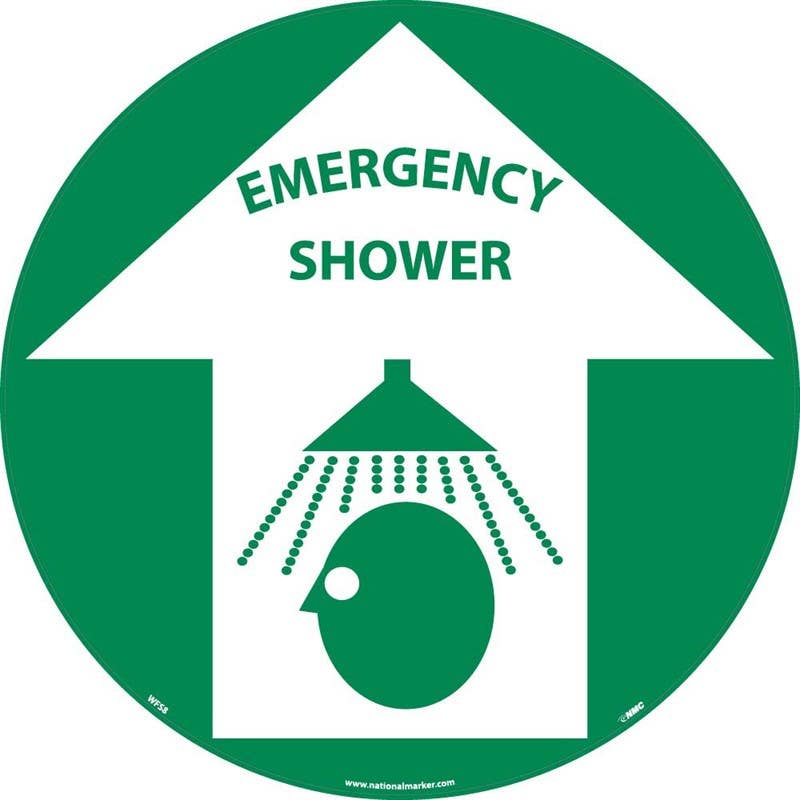 AccuformNMC WFS Emergency Shower, Walk On Floor Sign, 17" Dia.