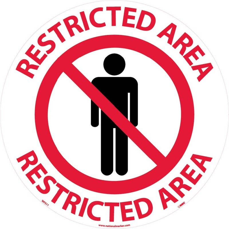 AccuformNMC WFSM11 Restricted Area, Walk On Floor Sign, Walk On Smooth, 17" Dia.