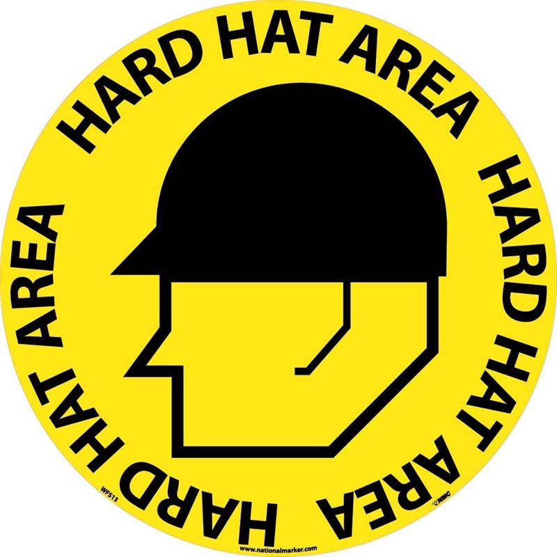 AccuformNMC WFS-13 Hard Hat Area, Walk On Floor Sign, 17" Dia.