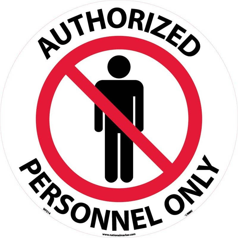 AccuformNMC WFSM14 Authorized Personnel Only, Walk On Floor Sign, Walk On Smooth, 17" Dia.