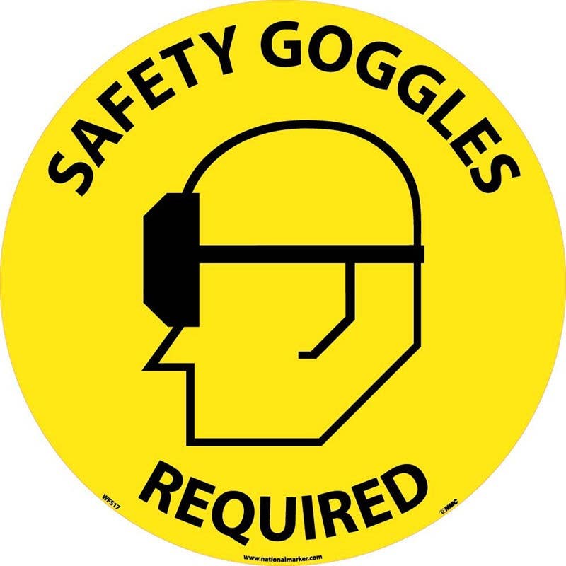 AccuformNMC WFSM17 Safety Goggles Required, Walk On Floor Sign, Walk On Smooth, 17" Dia.