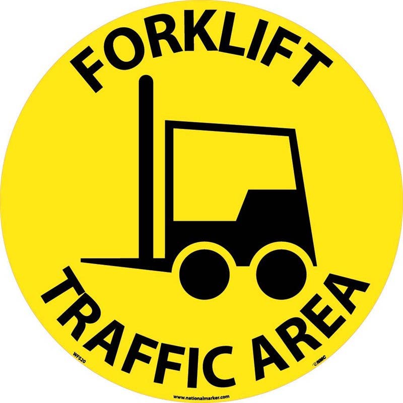 AccuformNMC WFS Forklift Traffic Area, Walk On Floor Sign, 17" Dia.
