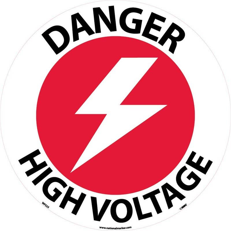 AccuformNMC WFSM23 Danger High Voltage, Walk On Floor Sign, Walk On Smooth, 17" Dia.