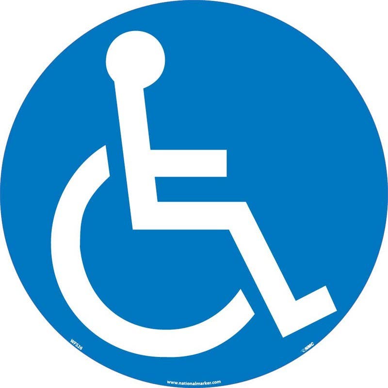 AccuformNMC WFSM26S Wheelchair Symbol, Walk On Floor Sign, Walk On Smooth, 17" Dia.