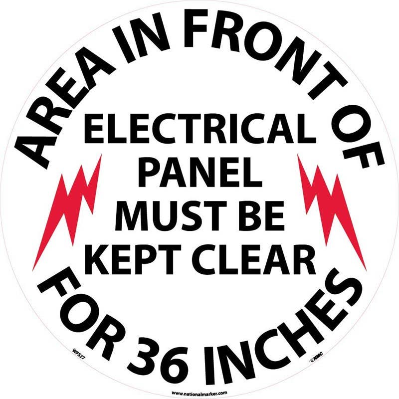 AccuformNMC WFSM27 Area In Front Of Electrical Panel, Walk On Floor Sign, Walk On Smooth, 17" Dia.