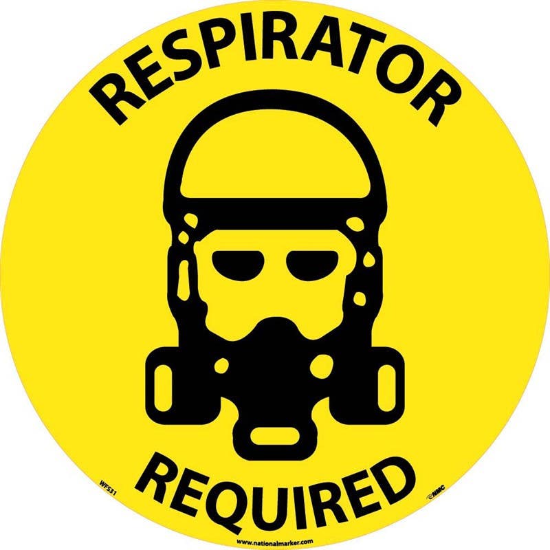 AccuformNMC WFSM31 Respirator Required, Walk On Floor Sign, Walk On Smooth, 17" Dia.