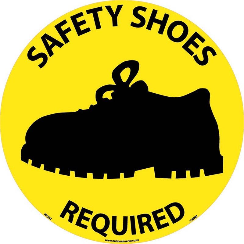 AccuformNMC WFSM32 Safety Shoes Required, Walk On Floor Sign, Walk On Smooth, 17" Dia.